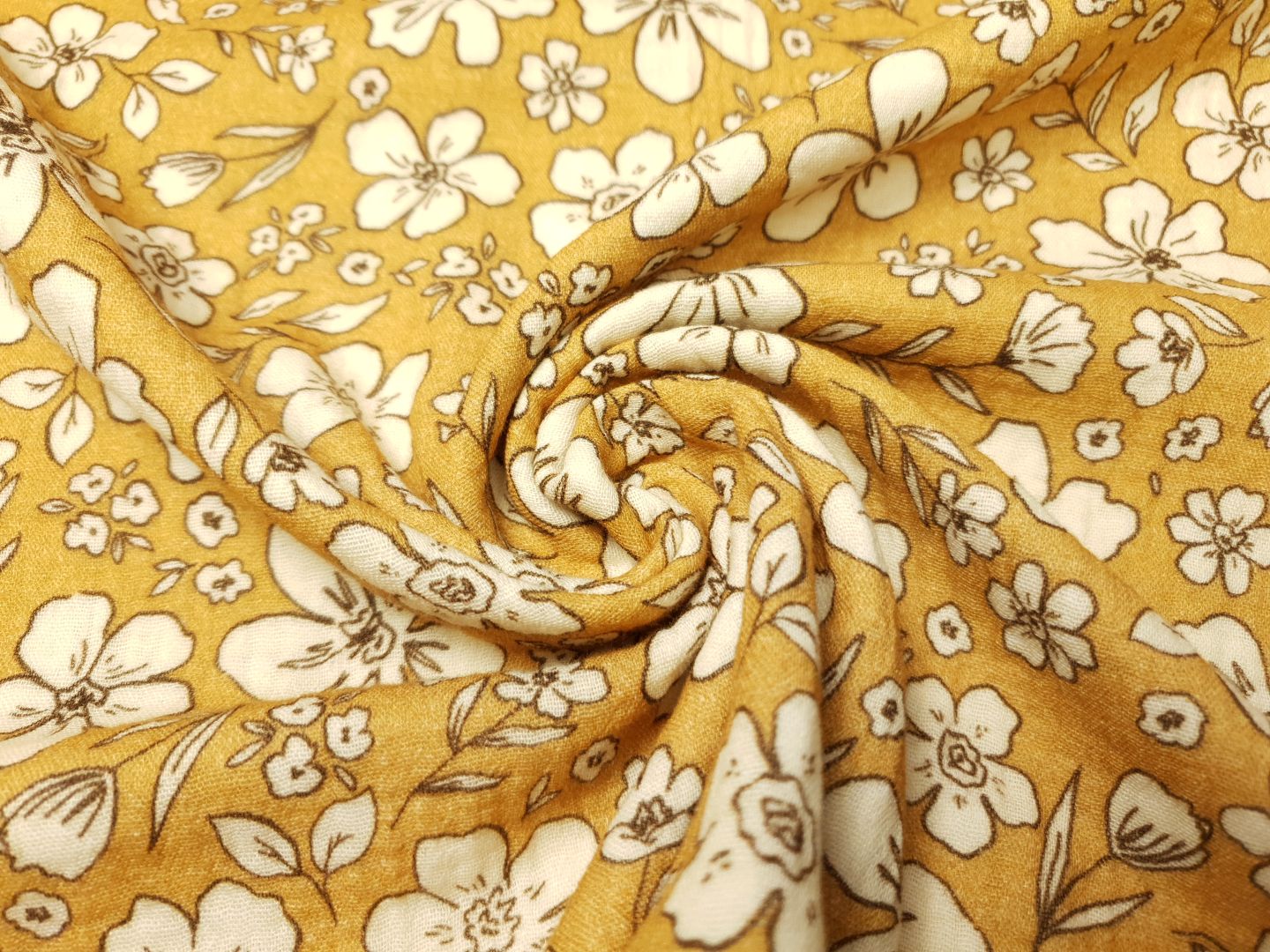 Muslin-Double Gaze Terra ocker/creme/dunkelbraun