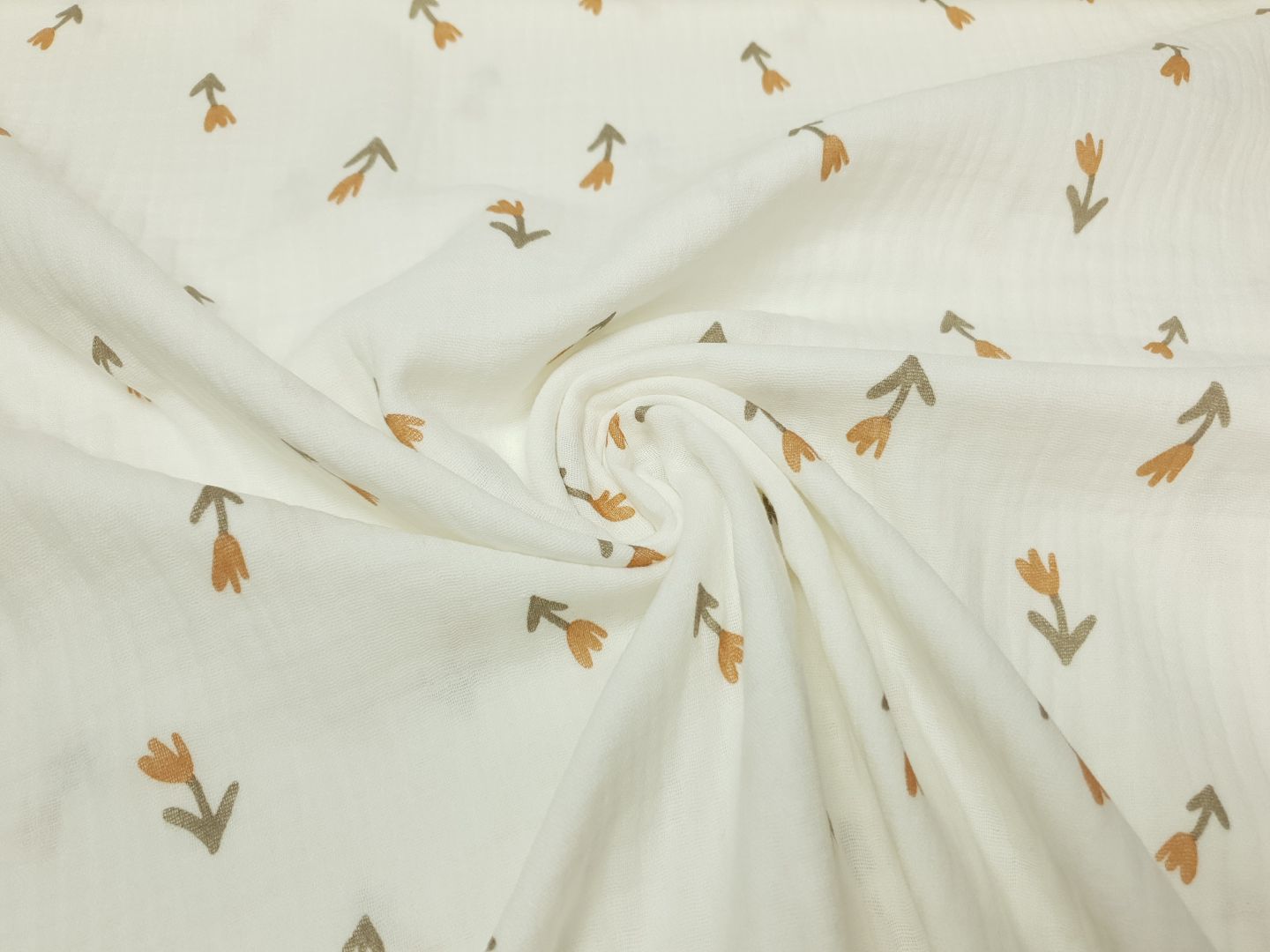 Muslin-Double Gaze Tulips offwhite/schlamm/ocker