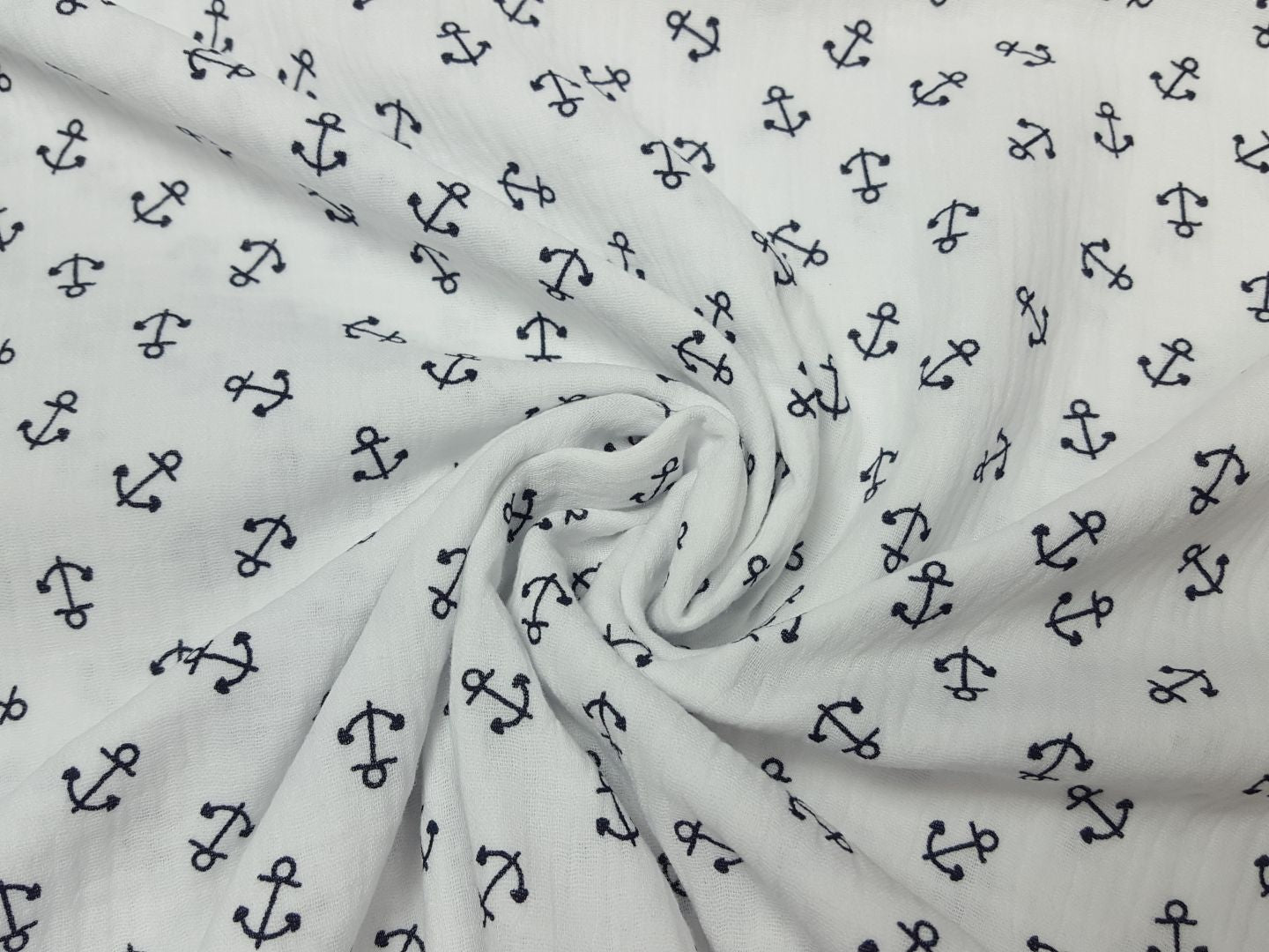 Muslin-Double Gaze weiss/marine