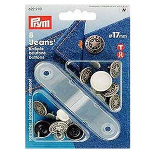 Nähfrei Jeansknöpfe 17mm altsilber American Star