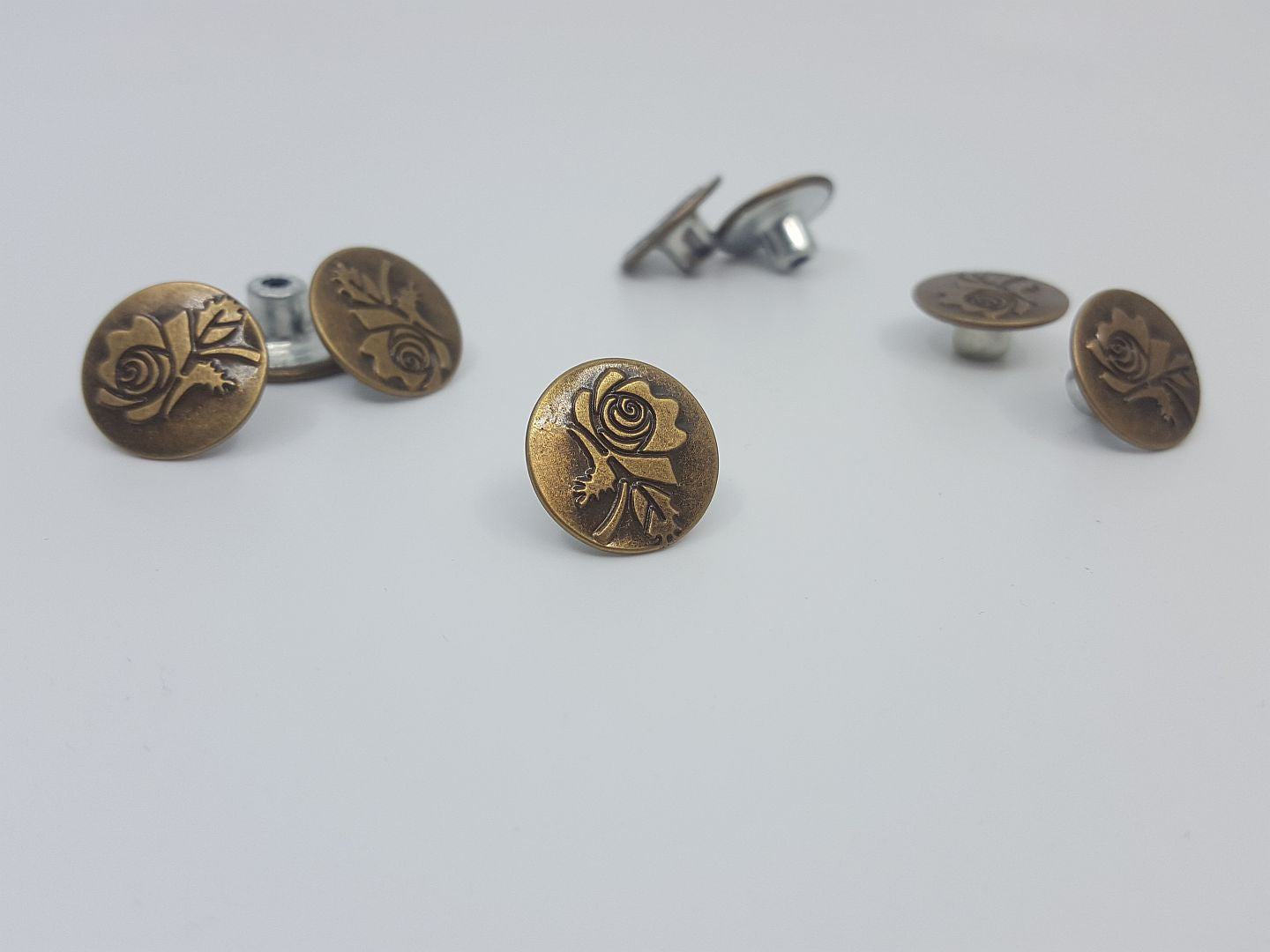 Rosen Jeansknöpfe 18mm altkupfer
