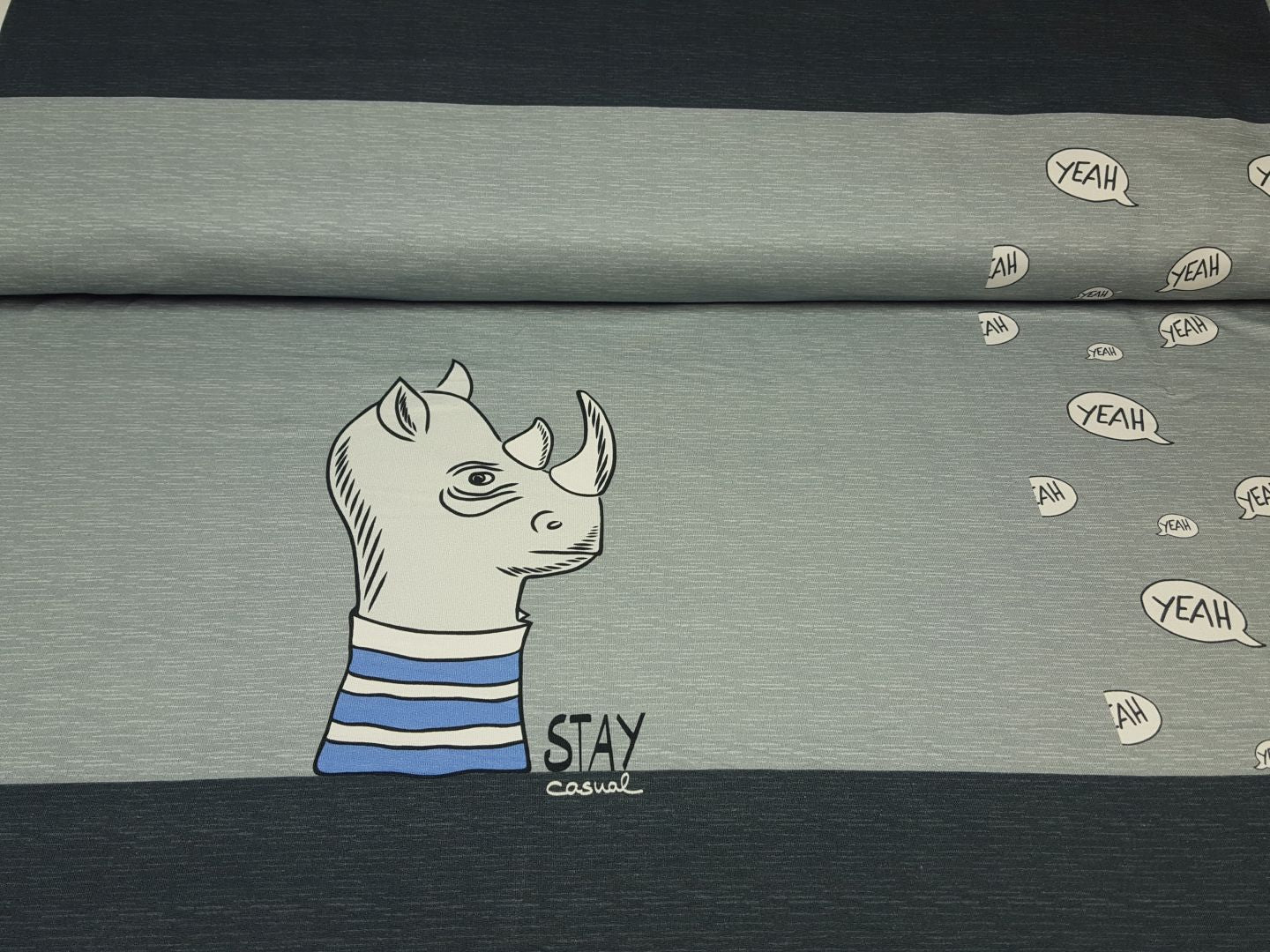 Nashorn Panel grau melange/capriblau