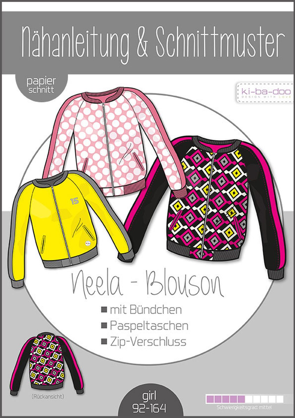 Neela Blouson mit Bündchen Kinder, Ki-ba-doo Papierschnittmuster