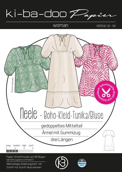Kleid Neele Damen, Ki-ba-doo Papierschnittmuster