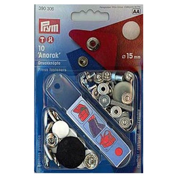 Nähfrei Druckknöpfe "Anorak" 15mm weiss