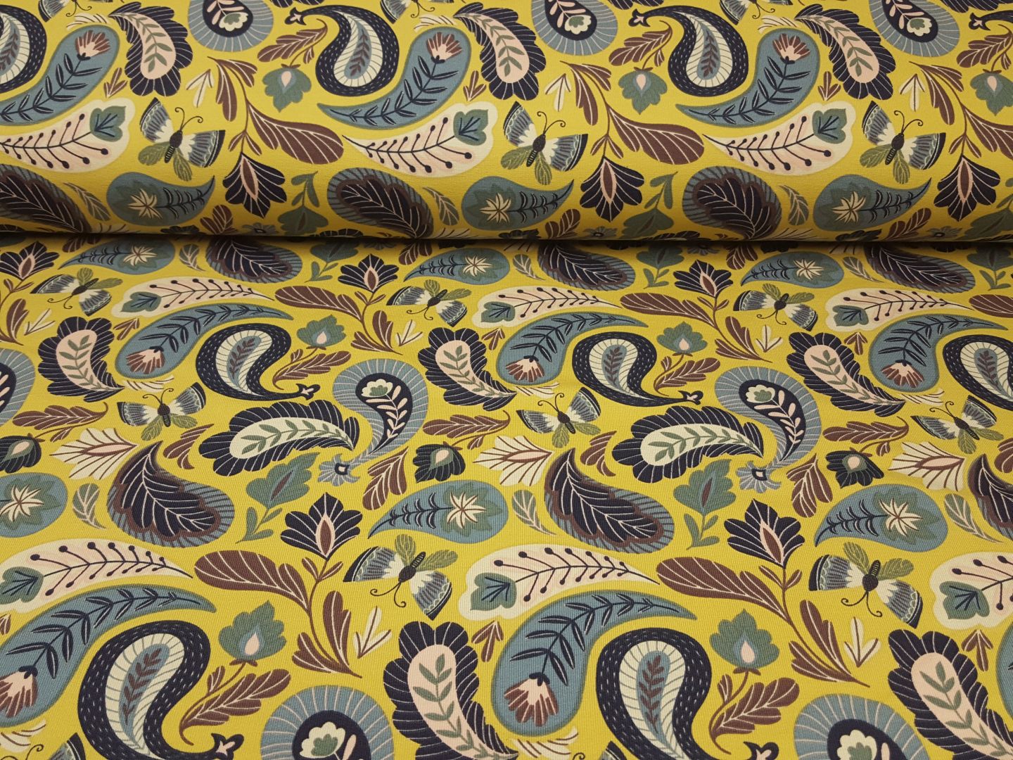 Paisley vanille/mauve/stahlblau