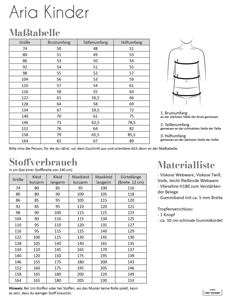 Papierschnittmuster Aria Kinder von Fadenkäfer