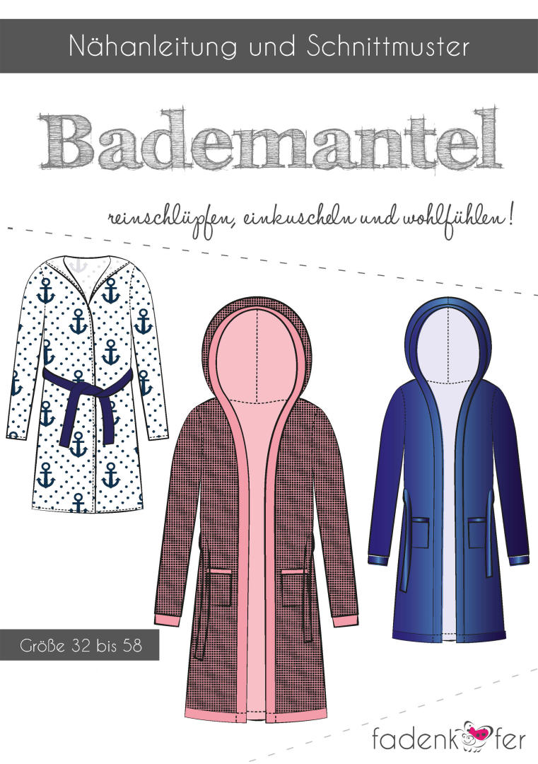 Papierschnittmuster Bademantel Damen von Fadenkäfer
