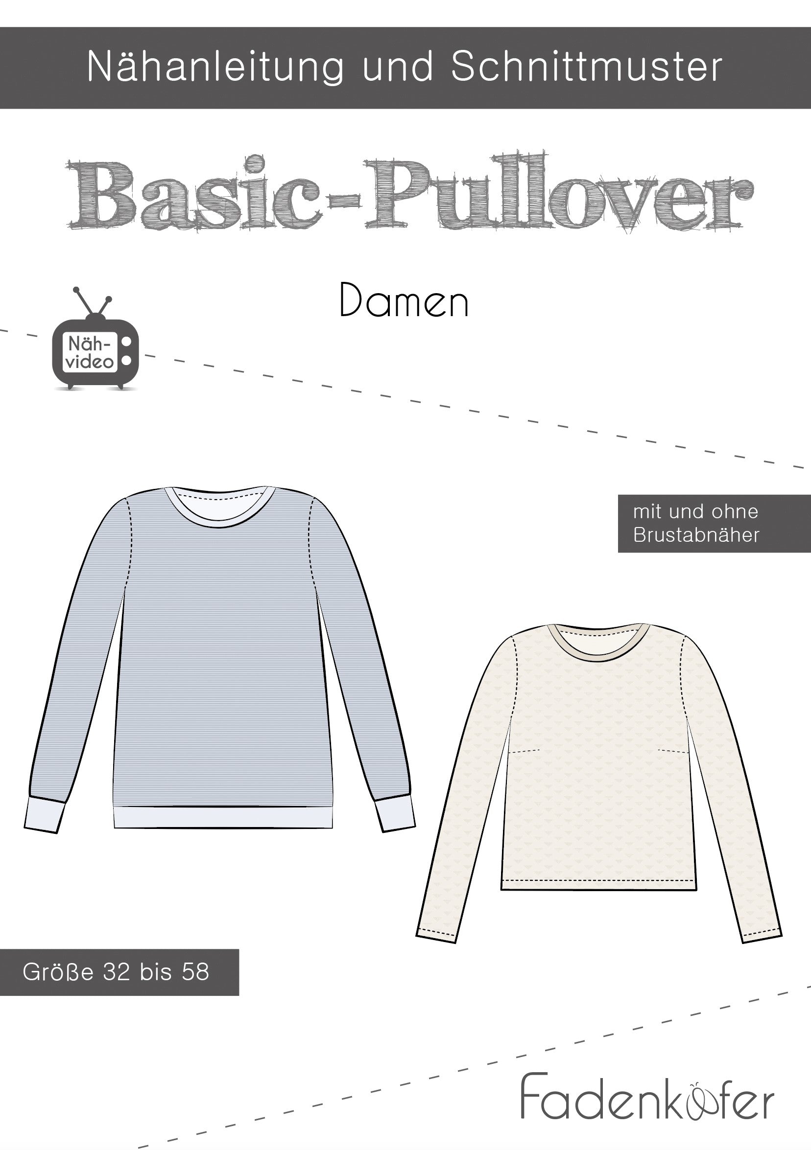 Papierschnittmuster Basic-Pullover Damen von Fadenkäfer
