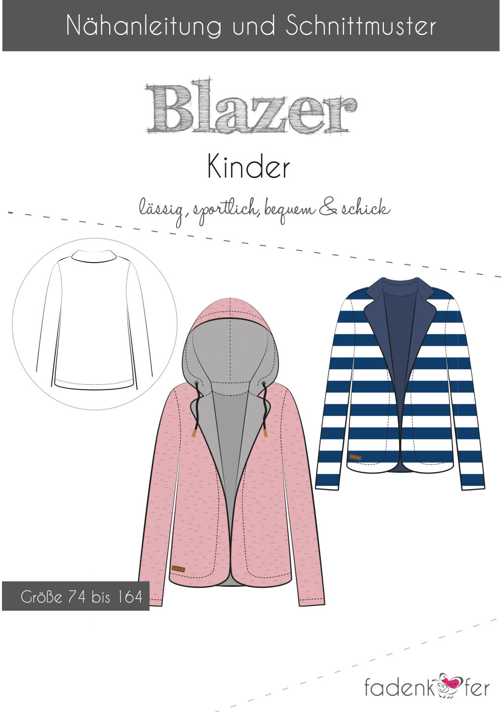 Papierschnittmuster Blazer Kinder von Fadenkäfer