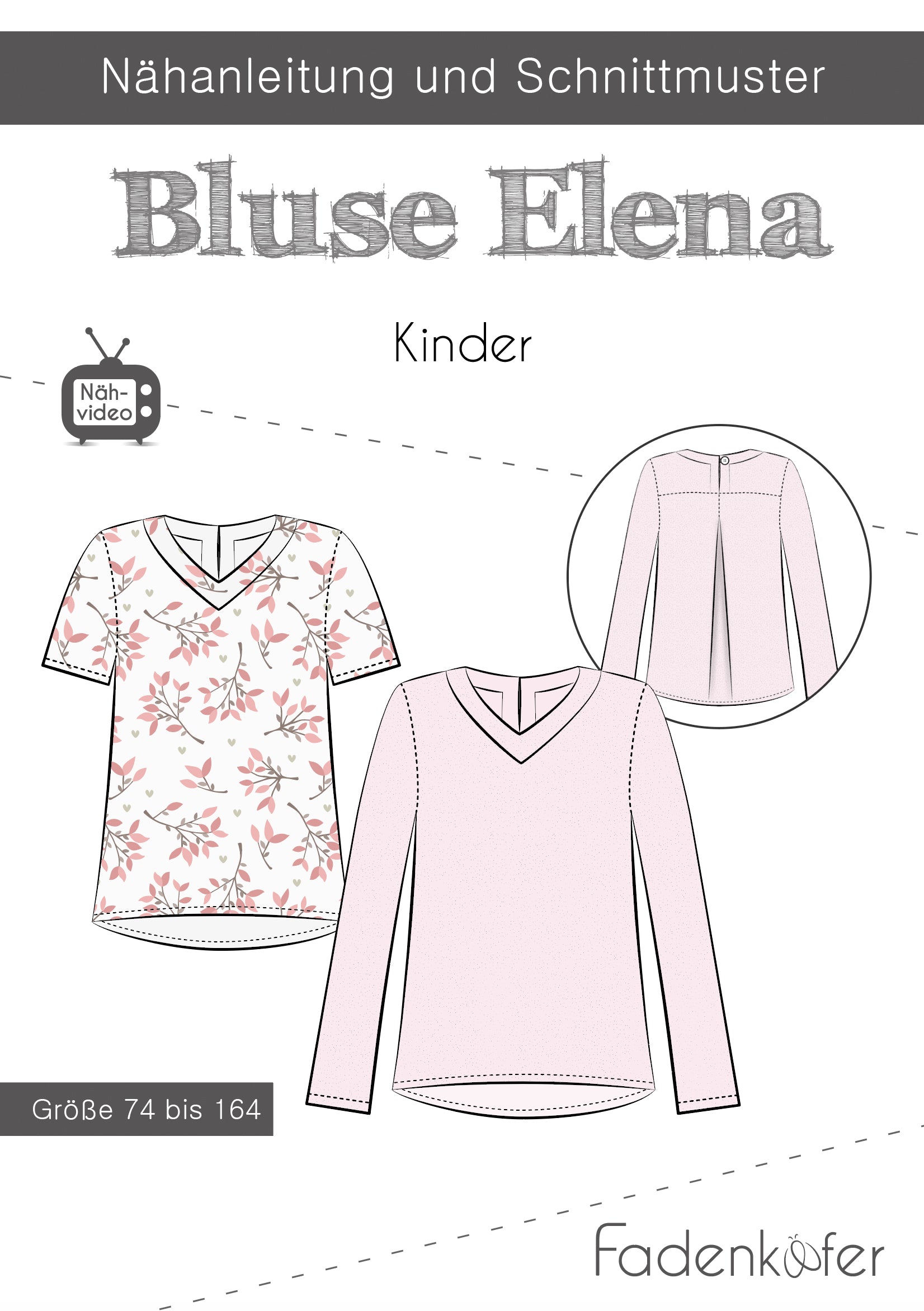 Papierschnittmuster Bluse Elena Kinder von Fadenkäfer