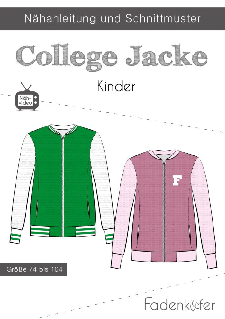 Papierschnittmuster College Jacke Kinder von Fadenkäfer