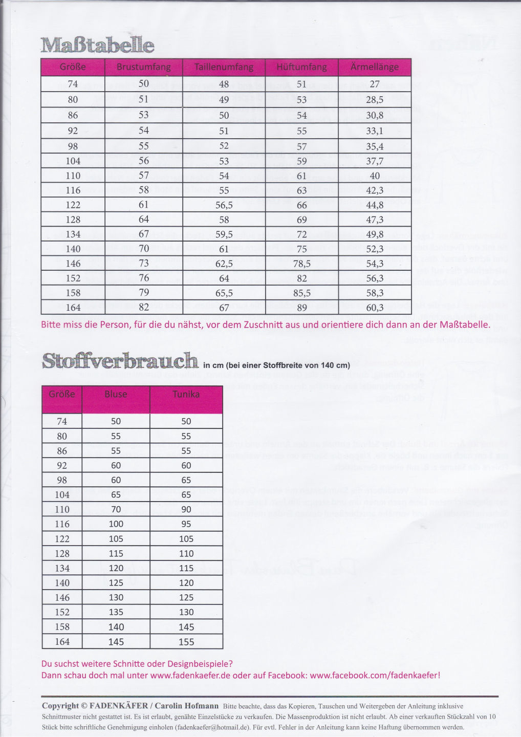 Papierschnittmuster Fennja Kinder von Fadenkäfer