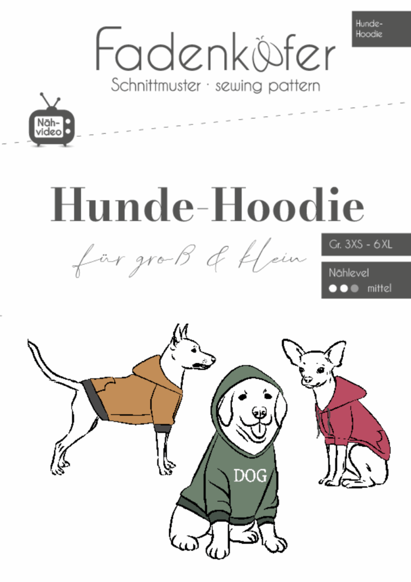 Papierschnittmuster Hunde-Hoodie von Fadenkäfer