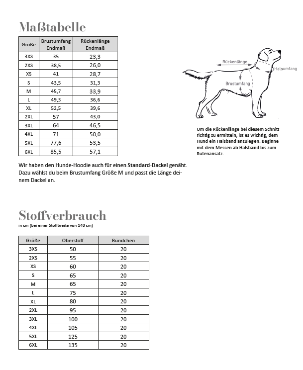 Papierschnittmuster Hunde-Hoodie von Fadenkäfer
