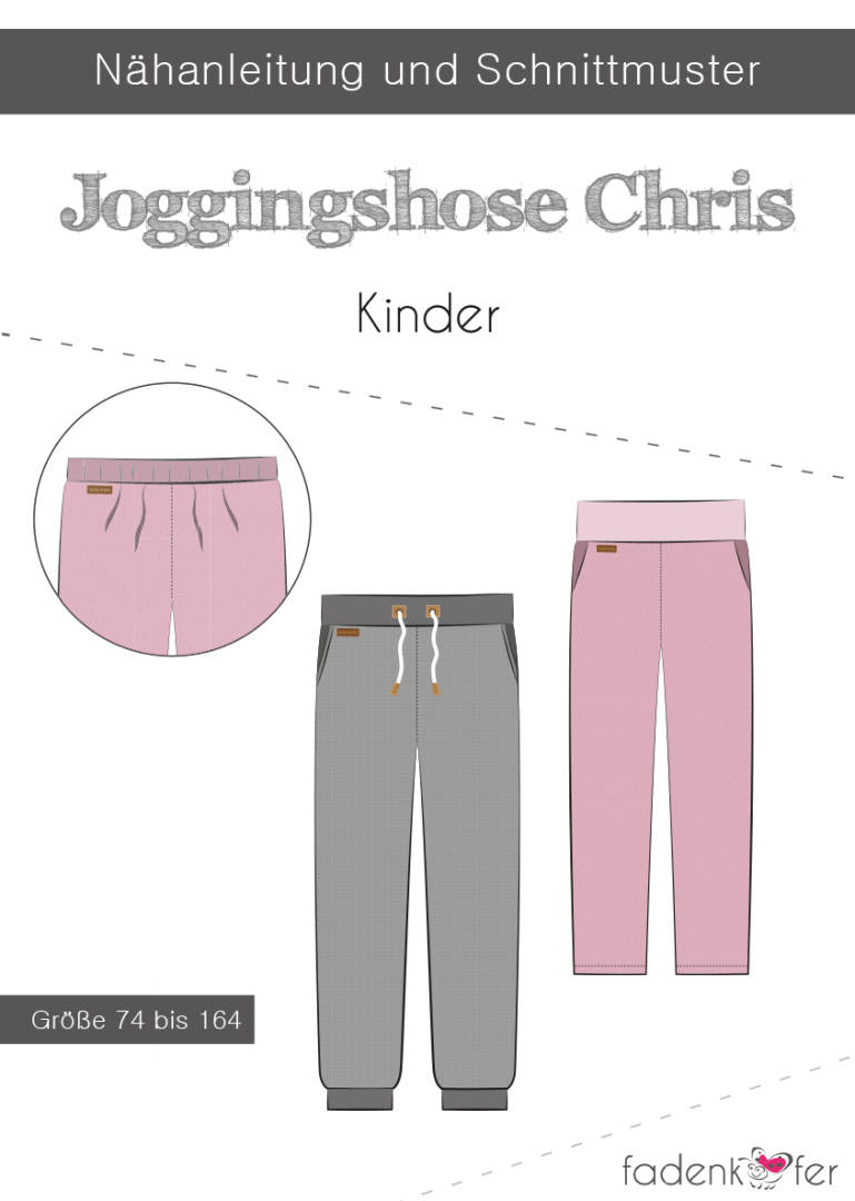 Papierschnittmuster Jogginghose Chris für Kinder von Fadenkäfer 