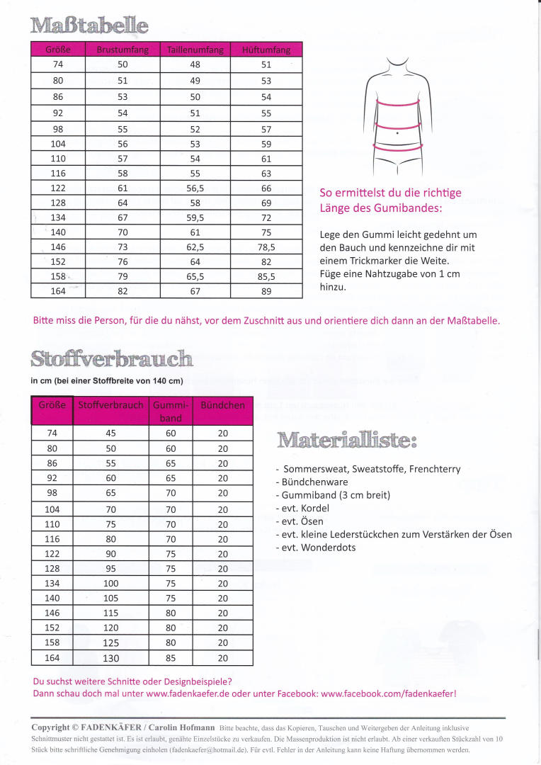 Papierschnittmuster Jogginghose Chris für Kinder von Fadenkäfer 