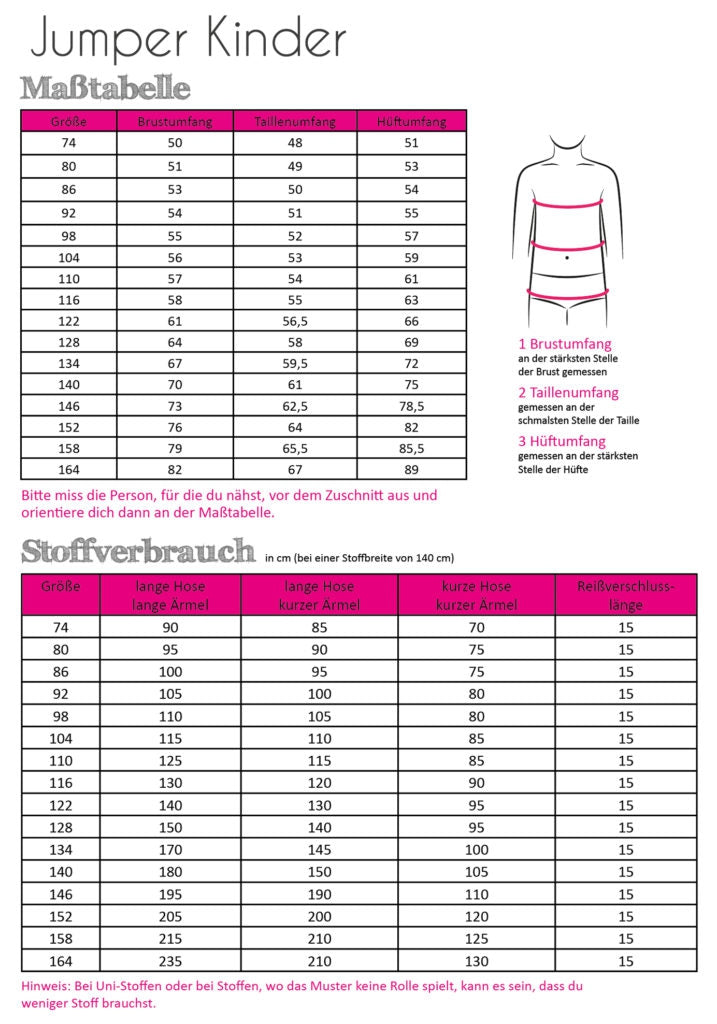 Papierschnittmuster Jumper Kinder von Fadenkäfer