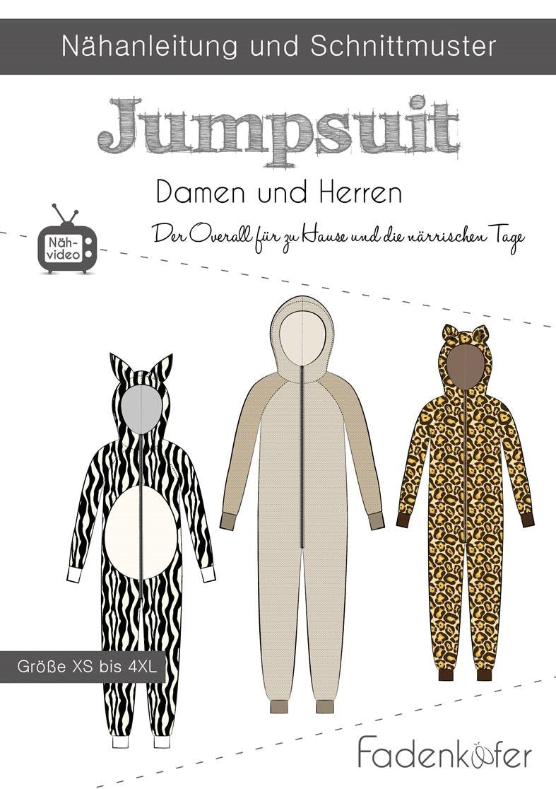 Papierschnittmuster Jumpsuit Damen und Herren von Fadenkäfer