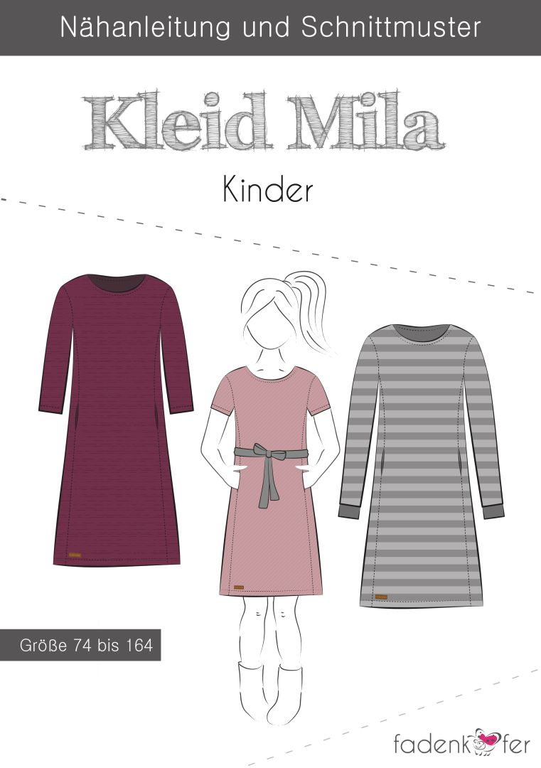 Papierschnittmuster Kleid Mila Kinder von Fadenkäfer
