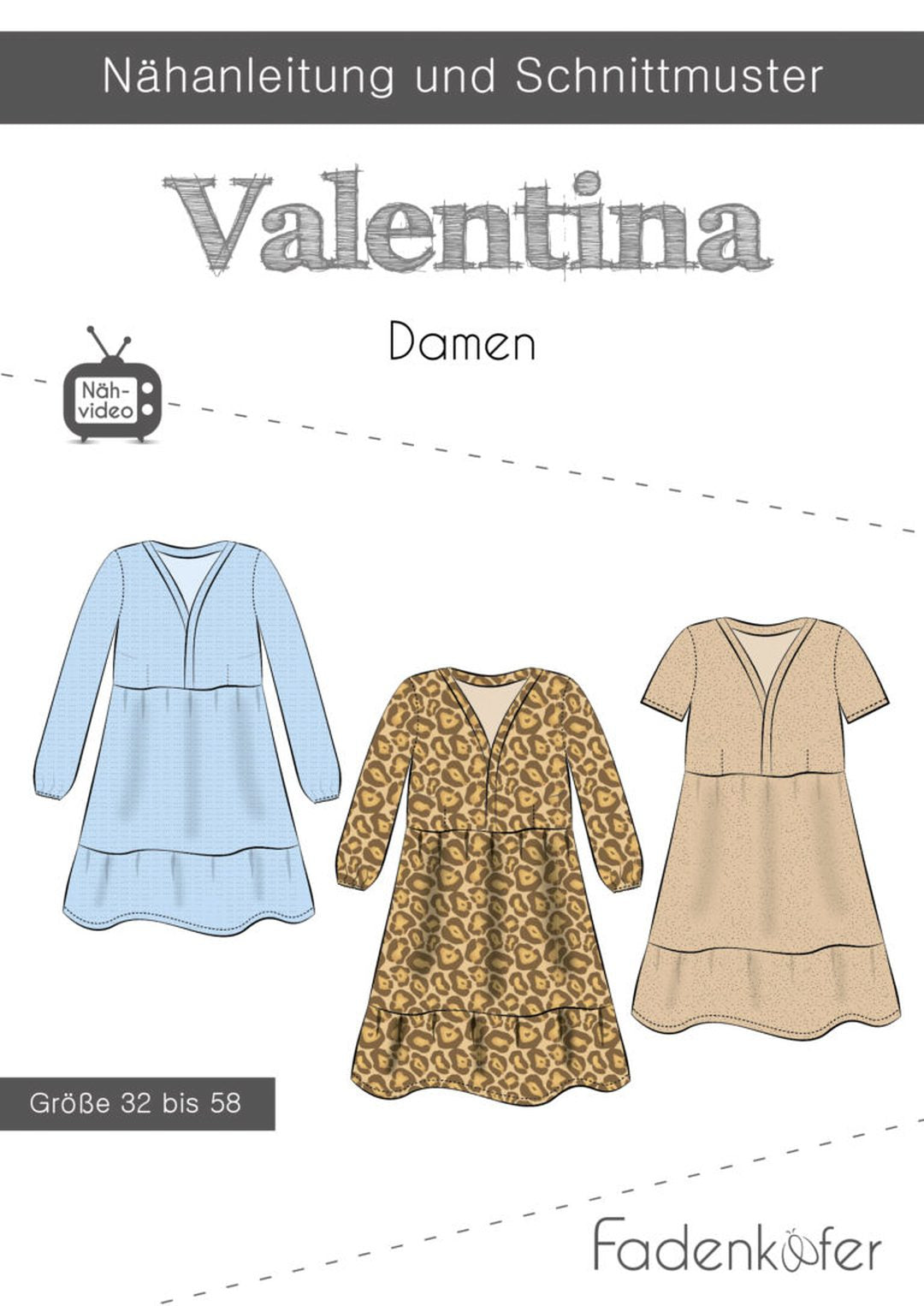 Papierschnittmuster Kleid Valentina Damen von Fadenkäfer