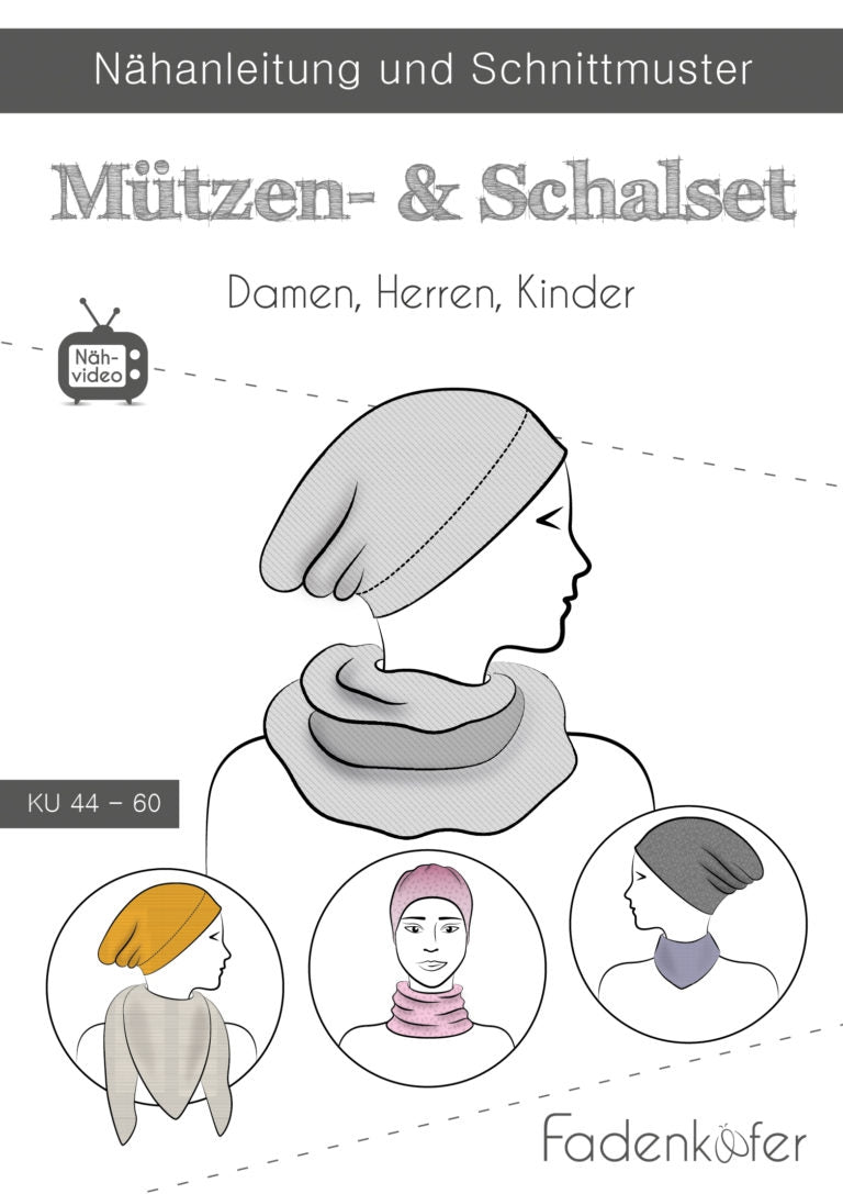 Papierschnittmuster Mützen- & Schalset von Fadenkäfer