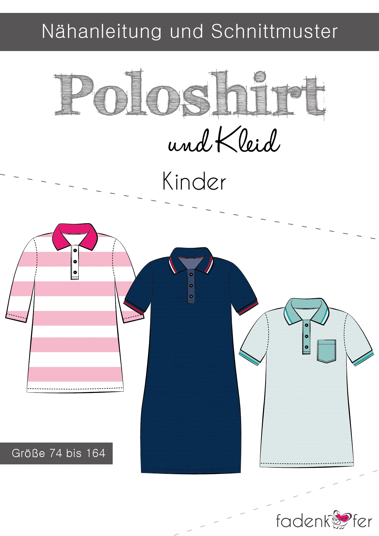 Papierschnittmuster Poloshirt und Kleid Kinder von Fadenkäfer