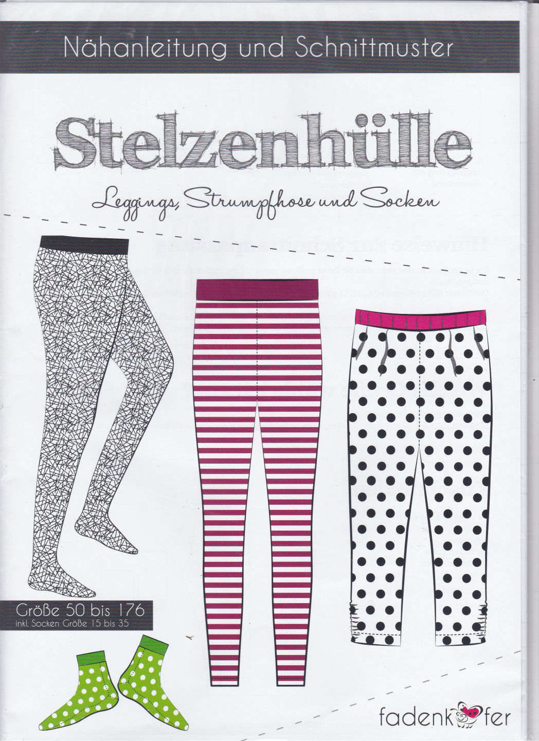 Papierschnittmuster Stelzenhülle Leggings/Socken Kinder von Fadenkäfer