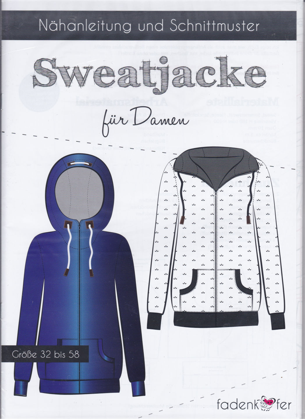 Papierschnittmuster Sweatjacke Damen von Fadenkäfer
