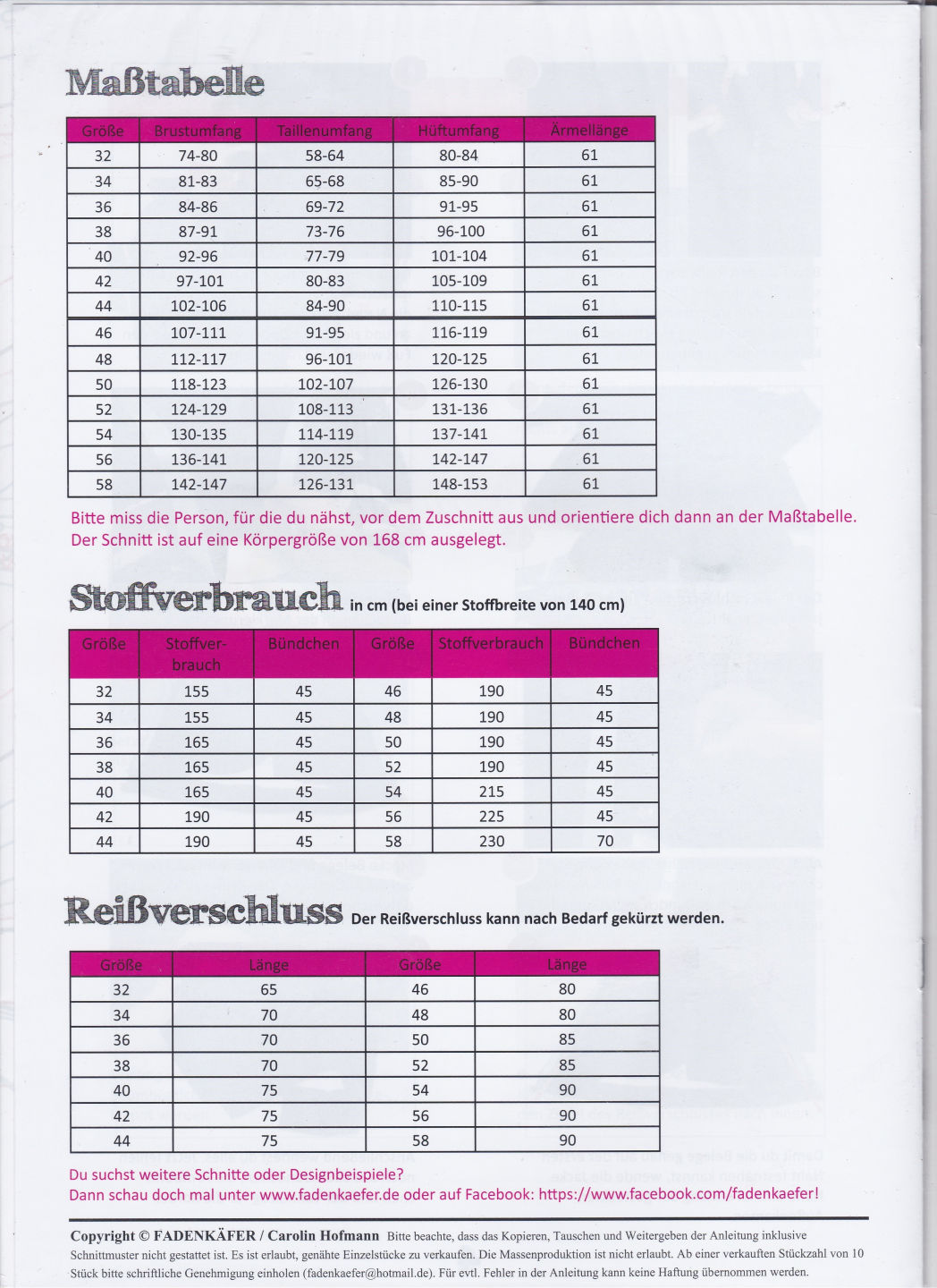 Papierschnittmuster Sweatjacke Damen von Fadenkäfer