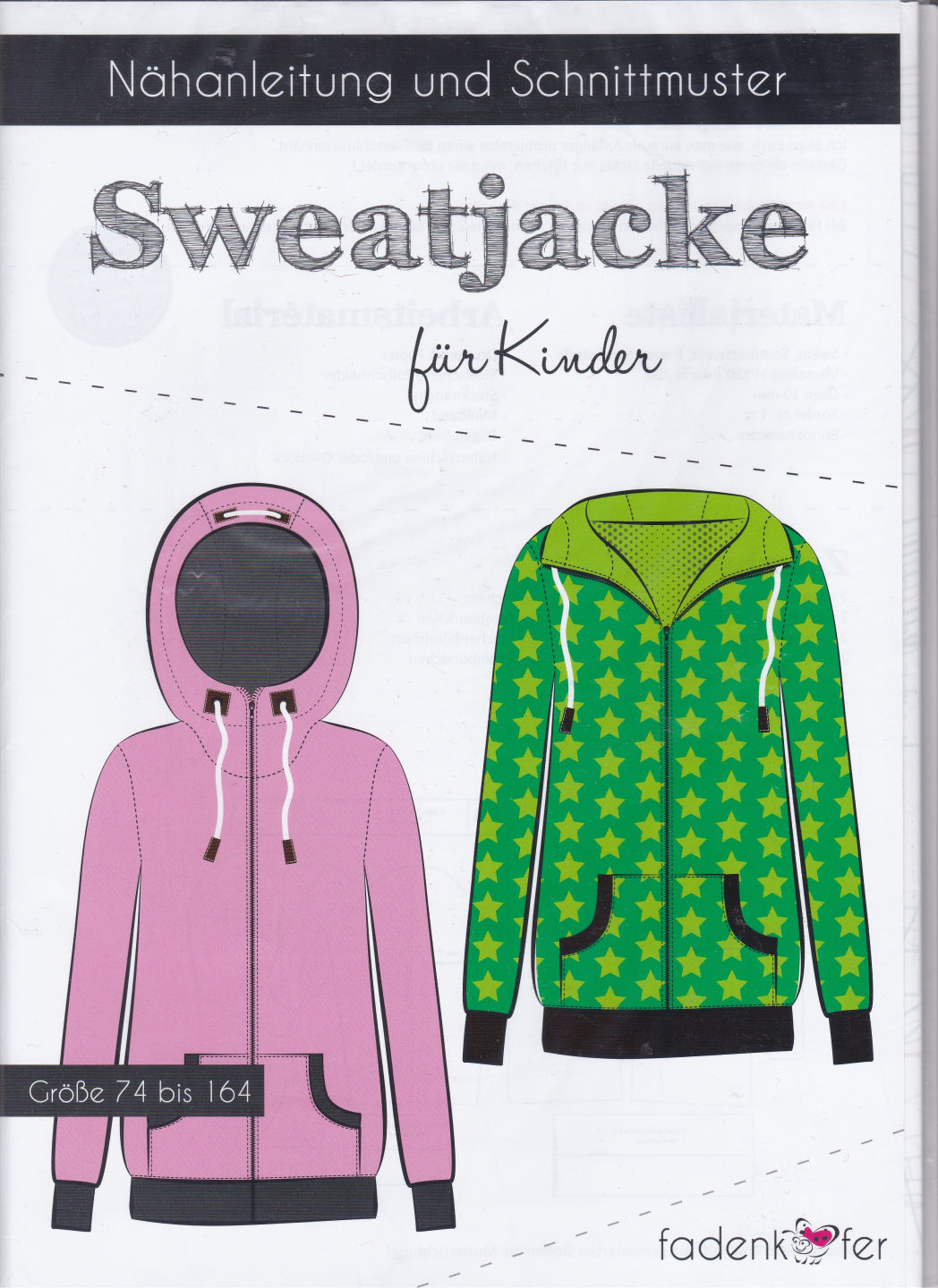 Papierschnittmuster Sweatjacke Kinder von Fadenkäfer