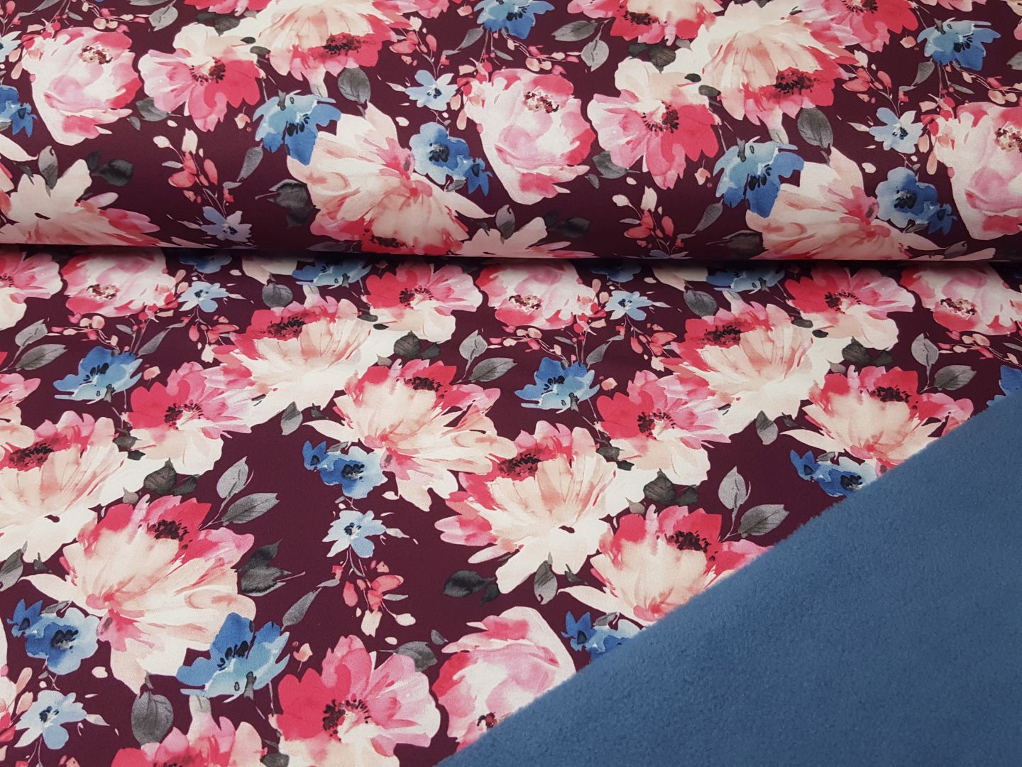 Softshell Pink Flower bordeaux/pink/blau