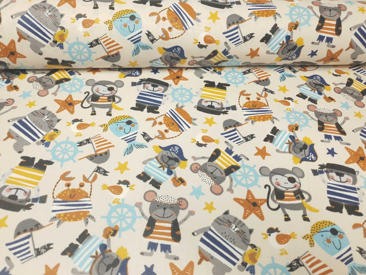 Einzelstück Pirates&Friends creme/grau/hellblau/rost