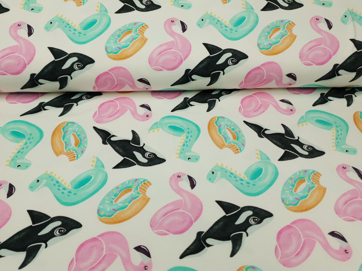 Poolparty offwhite/schwarz/pink/aqua