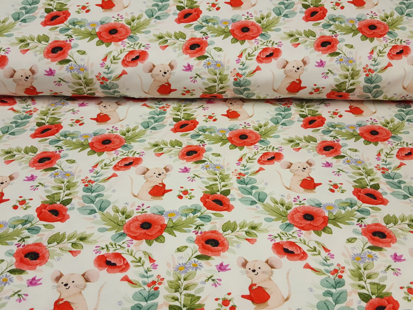 Poppies offwhite/rot/bunt