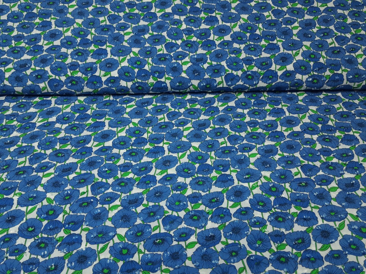 Poppy offwhite/royalblau/grün