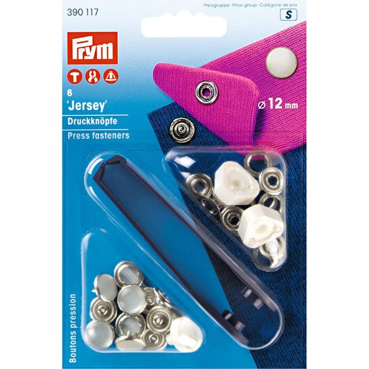 Prym Nähfrei Druckknöpfe ersey" Perlkappe 12mm silber