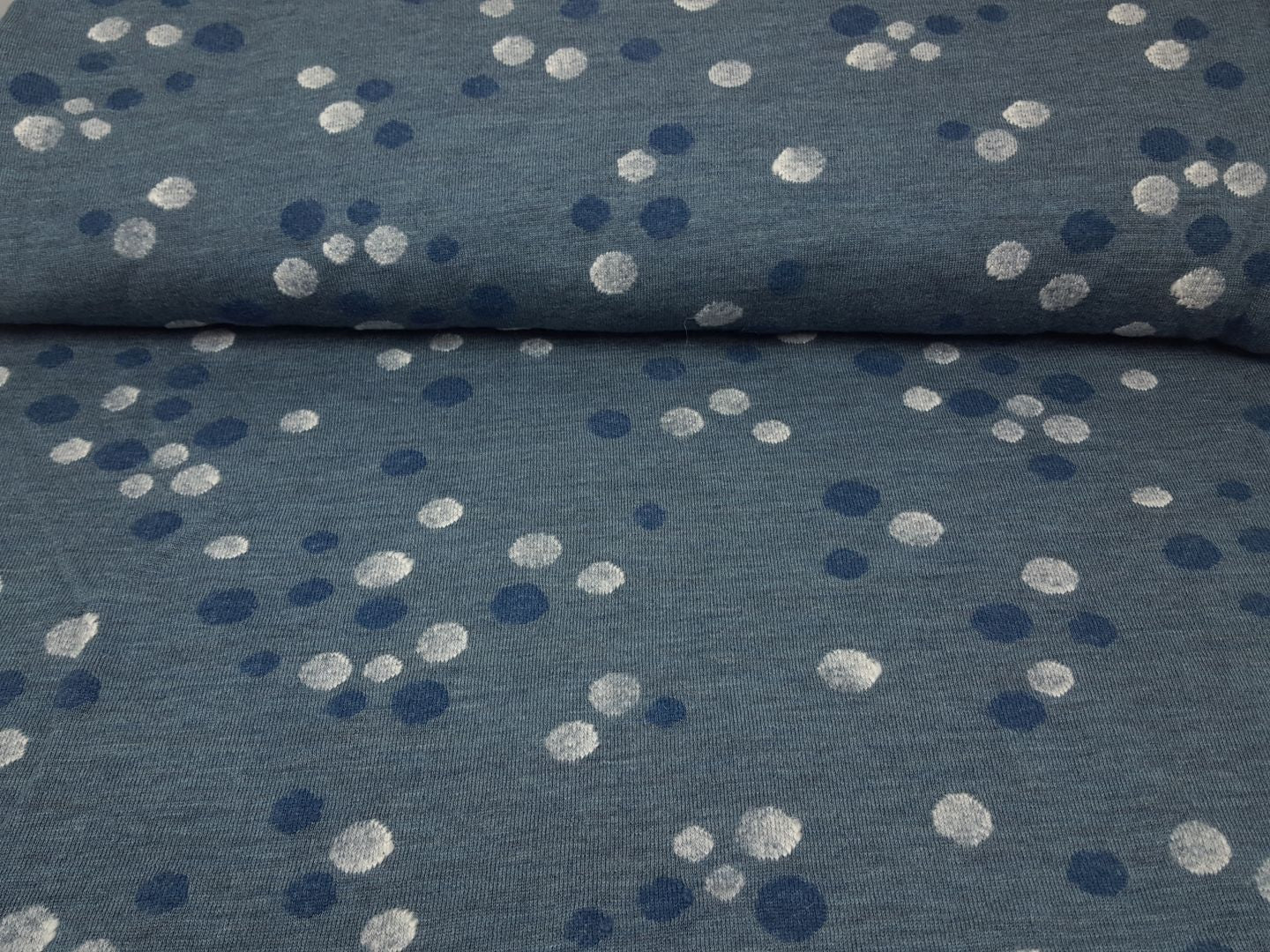 Punti stahlblau/weiss melange