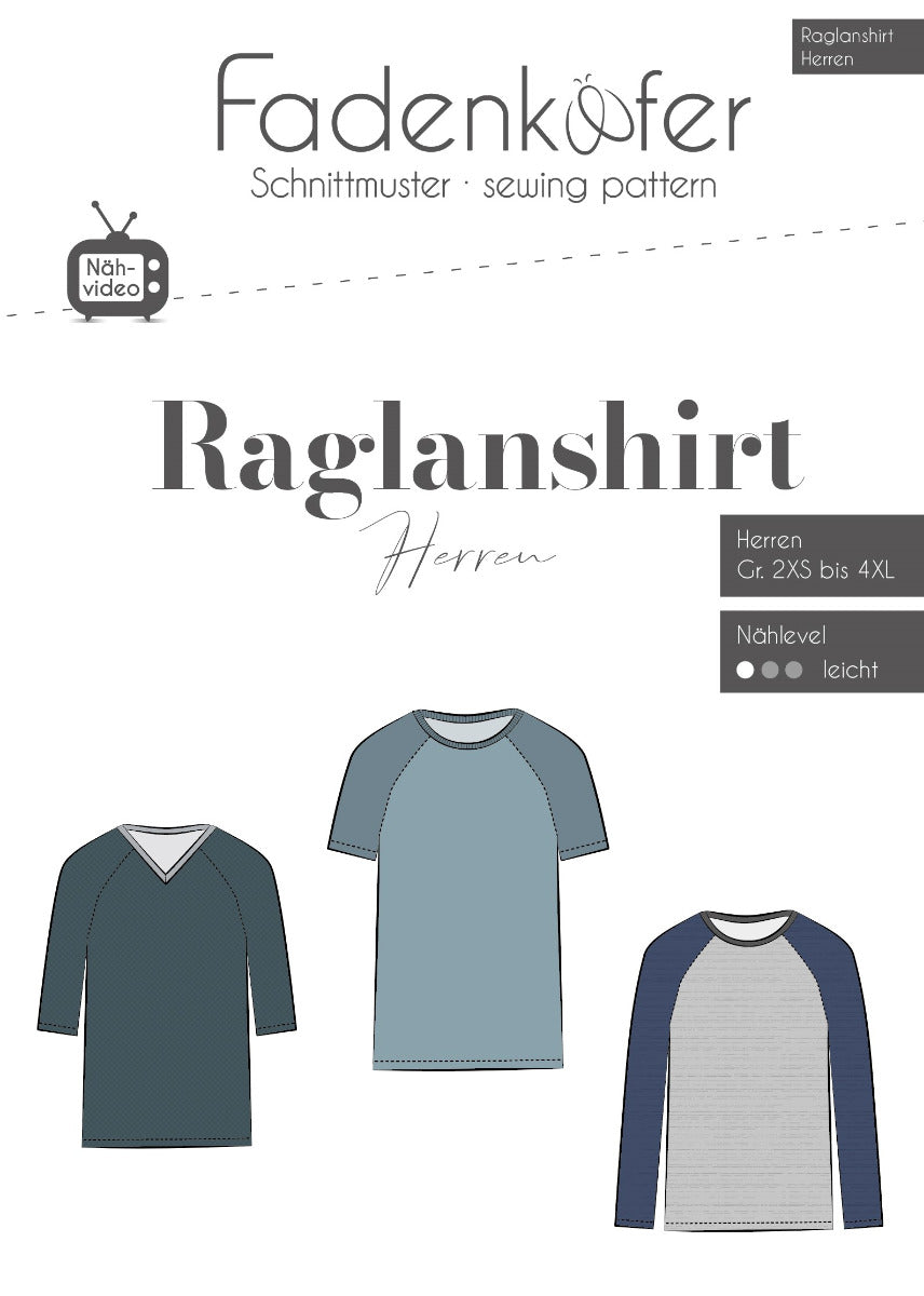 Papierschnittmuster Raglanshirt Herren von Fadenkäfer