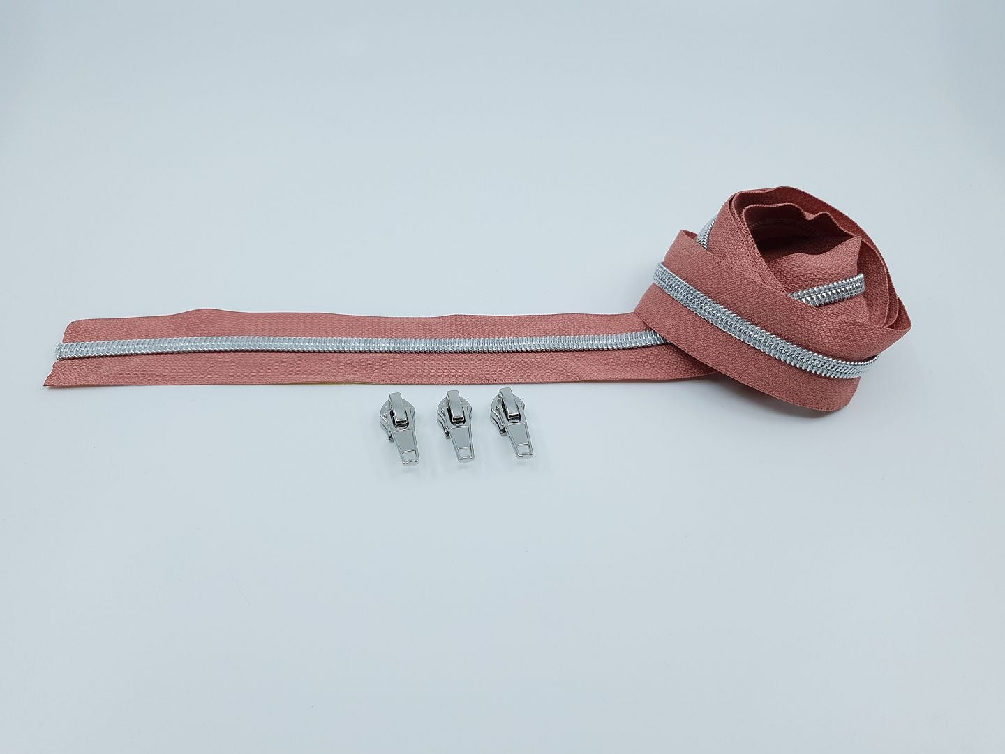 Reissverschluss & Zipper Set Metallic Look/Altrosa