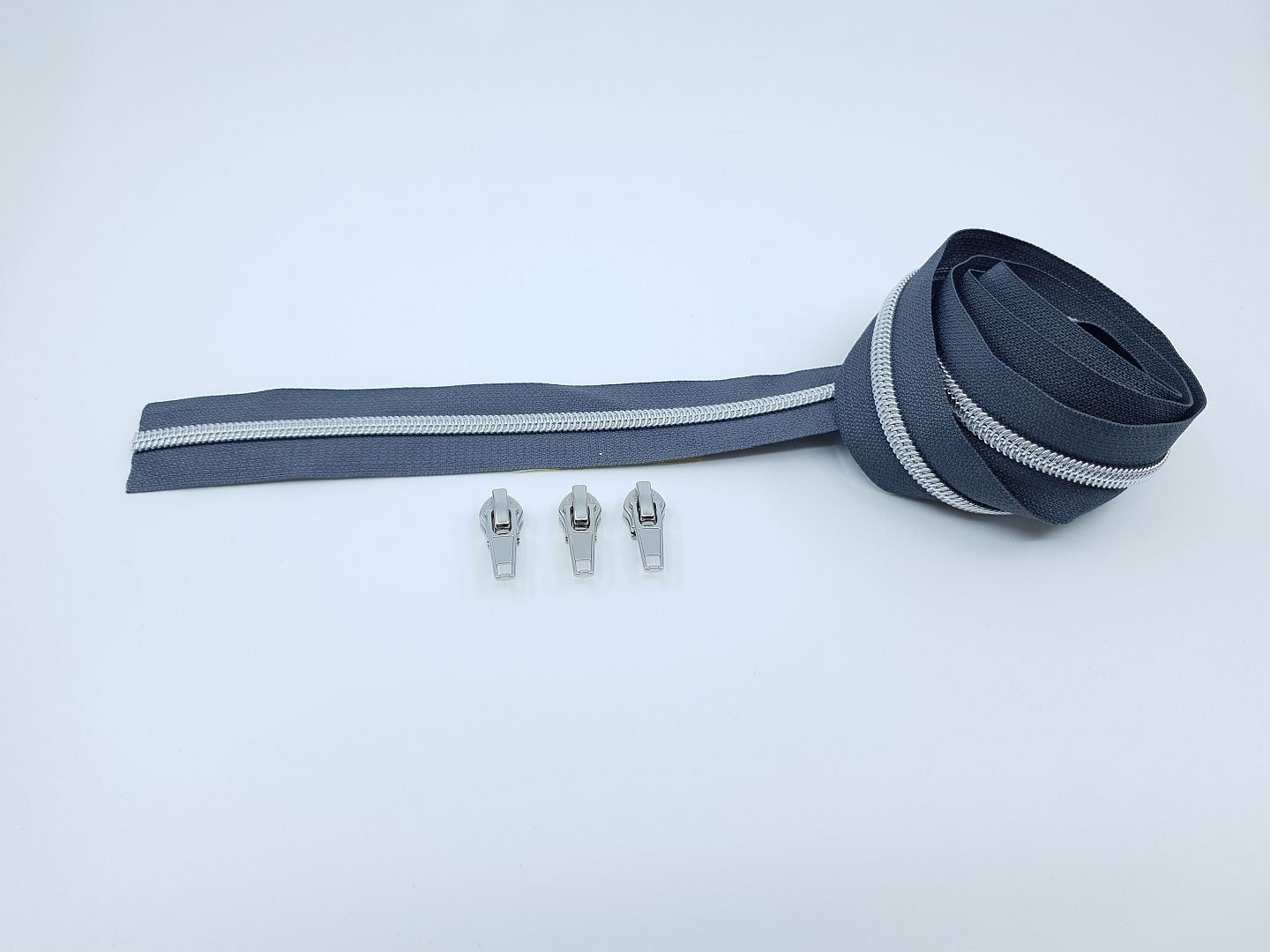 Reissverschluss & Zipper Set Metallic Look/Anthrazit 6.5mm