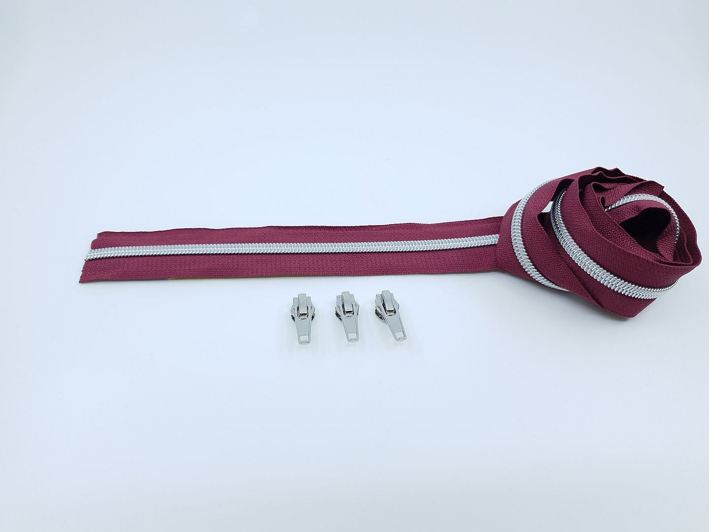 Reissverschluss & Zipper Set Metallic Look/Beere