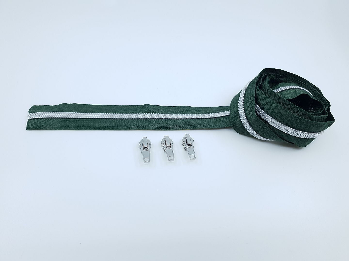 Reissverschluss & Zipper Set Metallic Look/Dunkelgrün 6.5mm