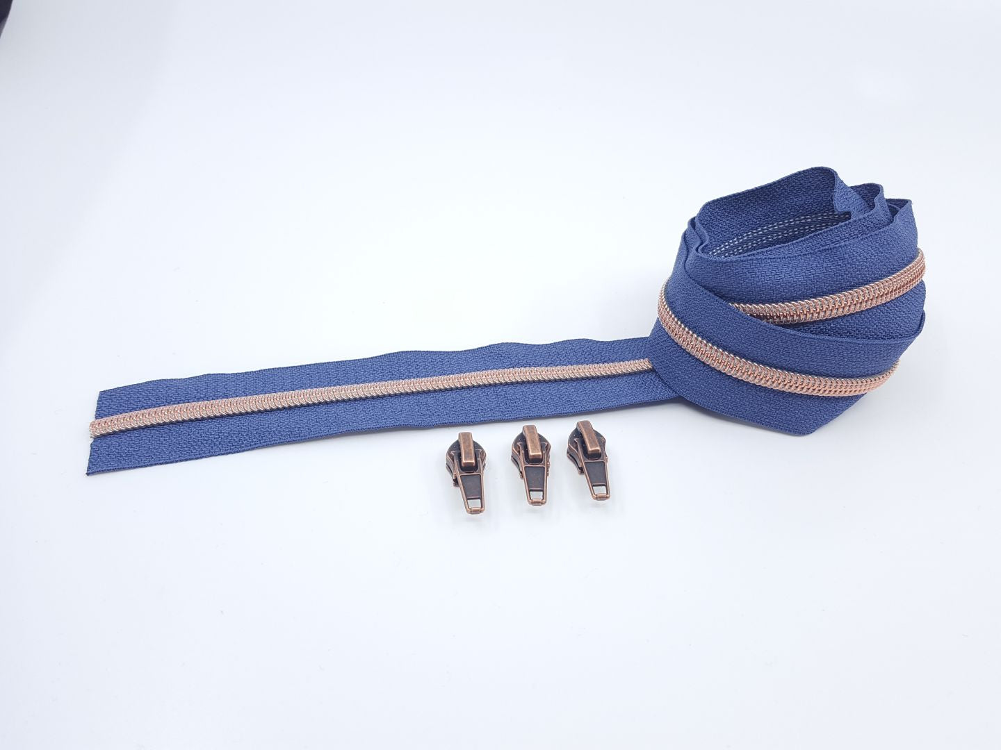 Reissverschluss &amp; Zipper Set Metallic Look/Denim 6.5mm