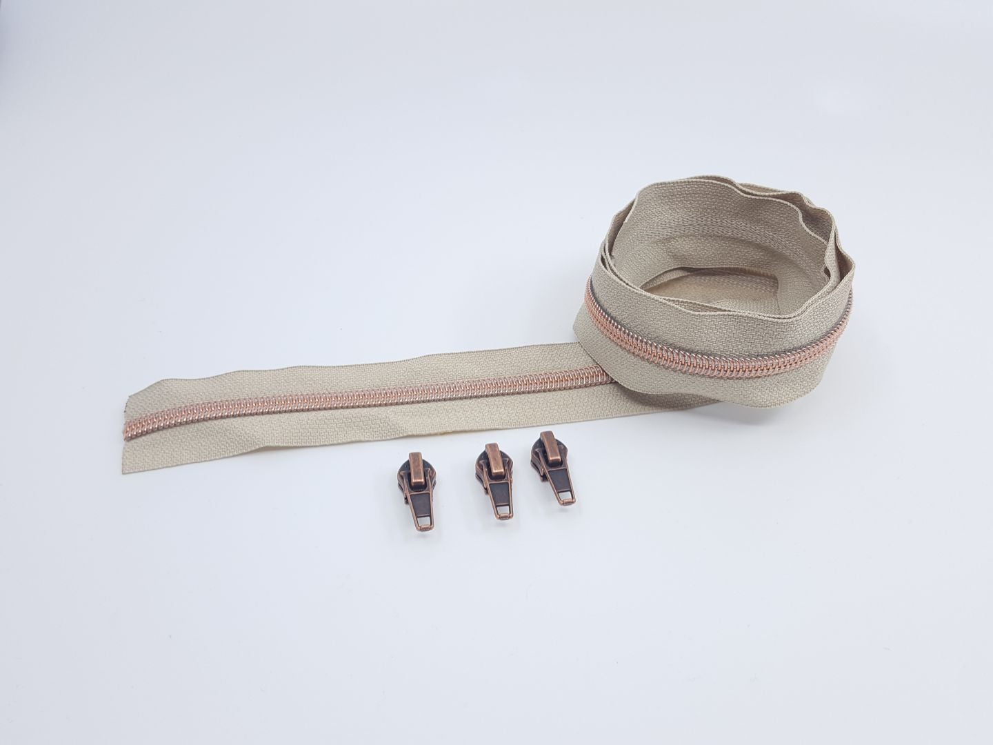 Reissverschluss &amp; Zipper Set Metallic Look/Lindengrün 6.5mm