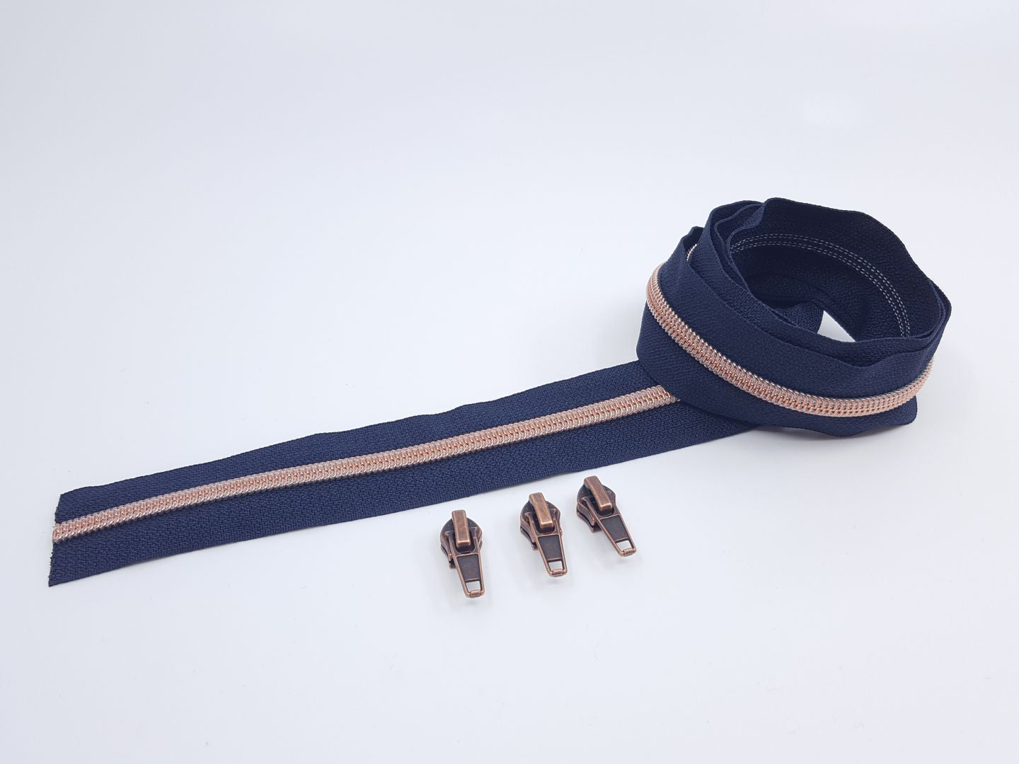 Reissverschluss &amp; Zipper Set Metallic Look/Navy 6.5mm