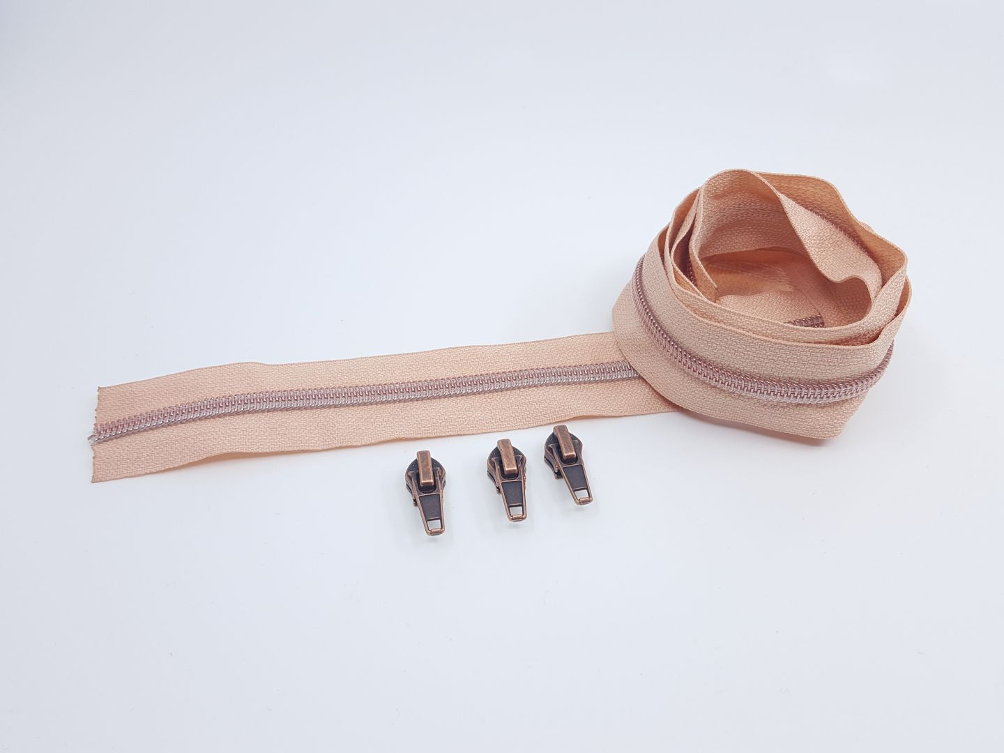 Reissverschluss &amp; Zipper Set Metallic Look/Nude 6.5mm
