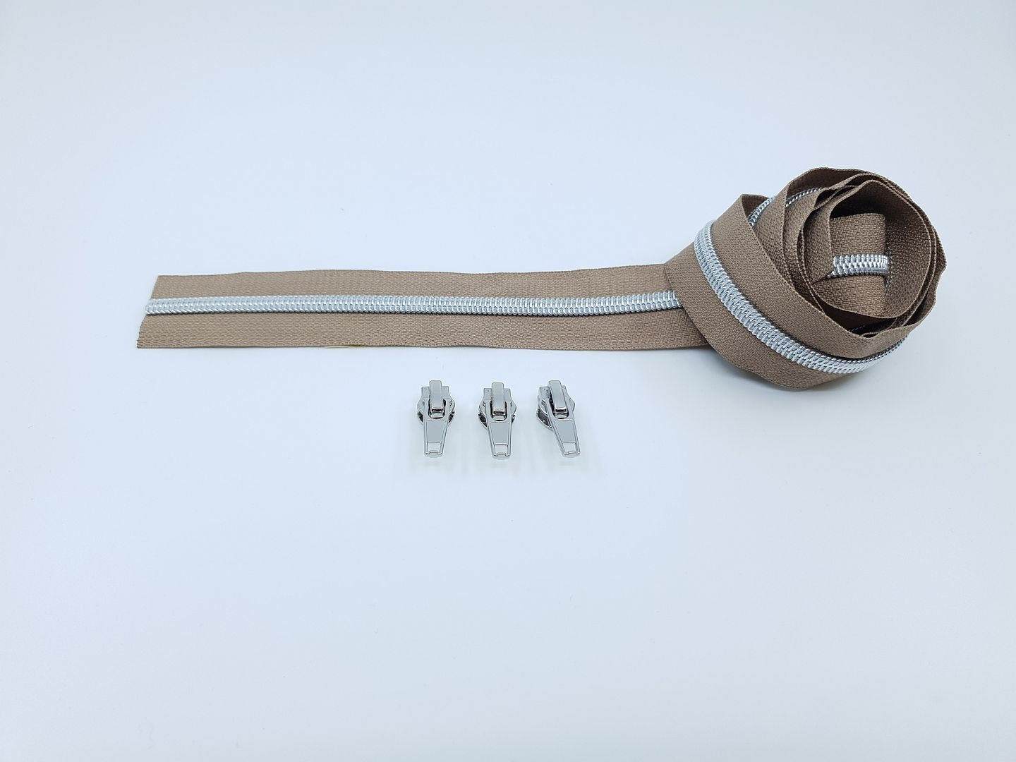 Reissverschluss & Zipper Set Metallic Look/Taupe