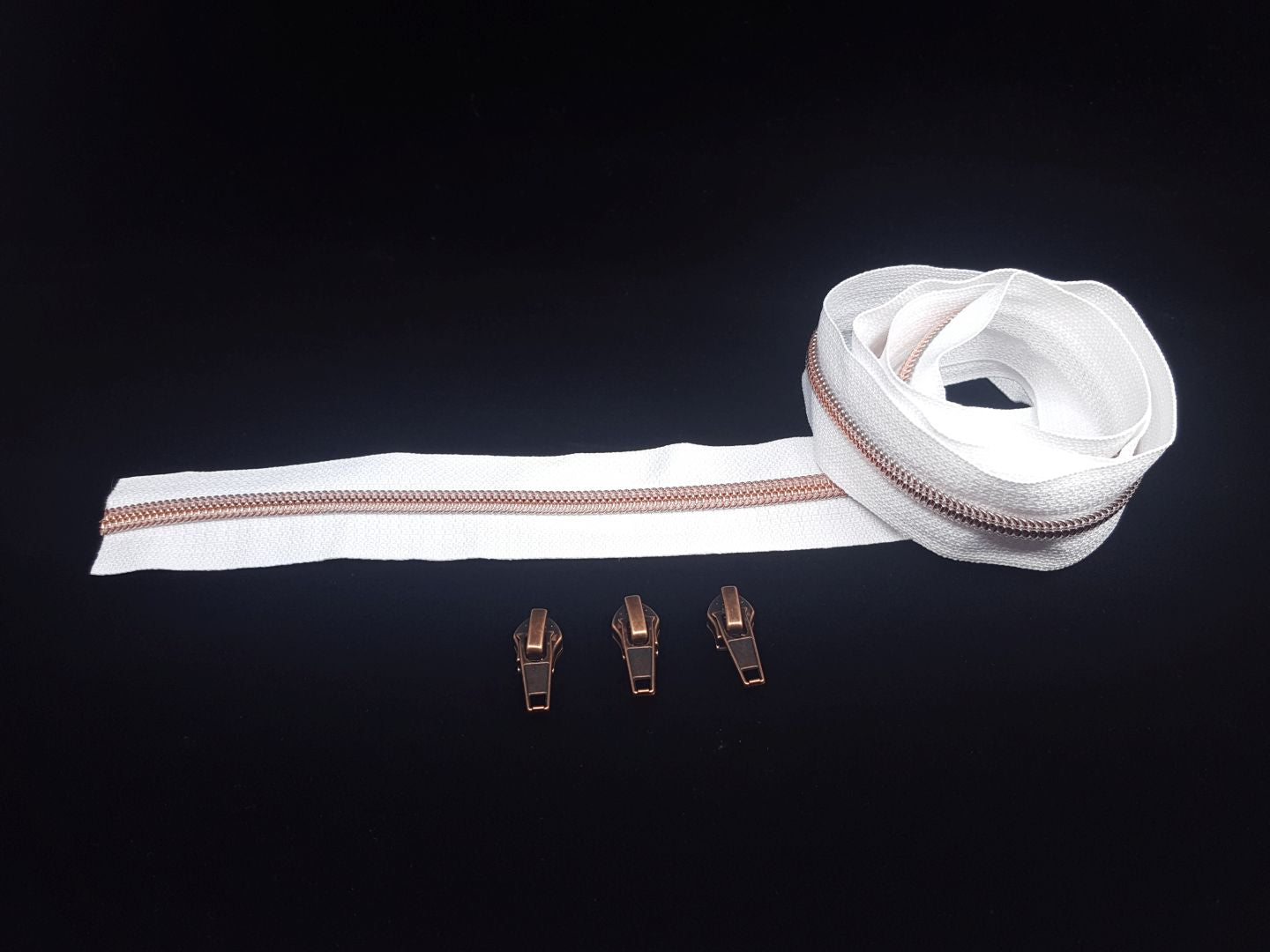 Reissverschluss &amp; Zipper Set Metallic Look/Weiss 6.5mm