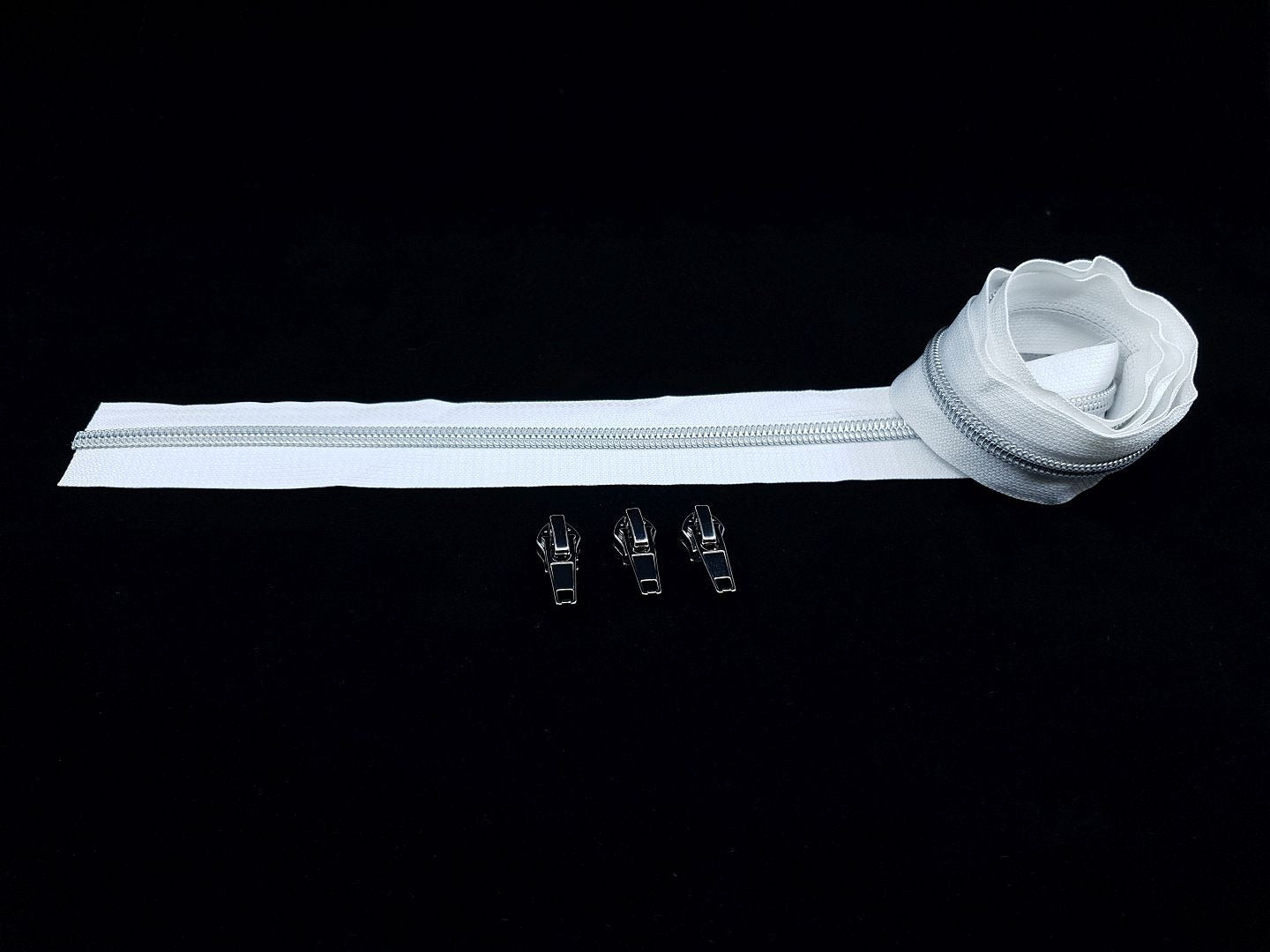 Reissverschluss & Zipper Set Metallic Look/Weiss 6.5mm